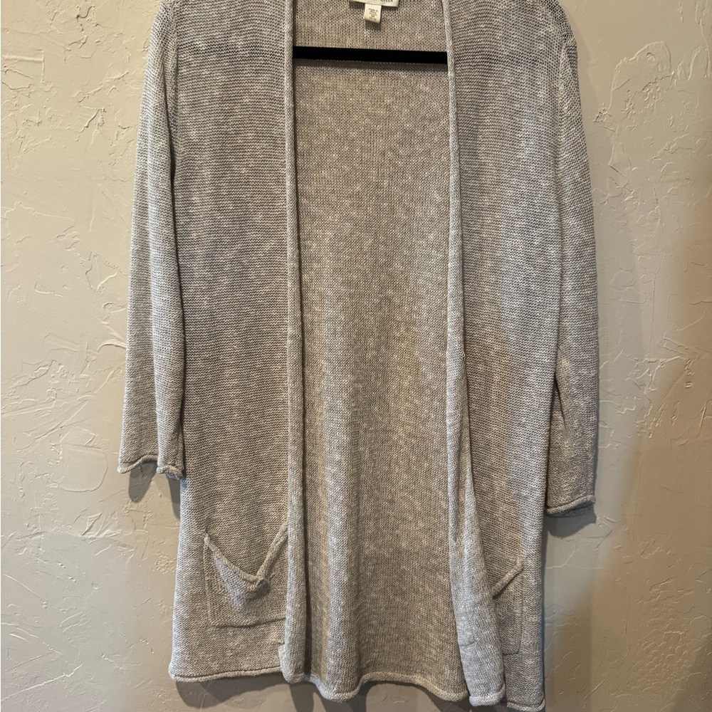 Coldwater Creek Gray Cardigan Sweater with Long Sleeves and Soft Knit Fabric